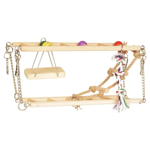 Duvo+ Holzhängebrücke 27x16x10 cm mit Schaukel für Nagetiere Spielzeug