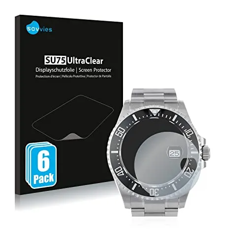 Savvies 6 Stück Schutzfolie für Rolex Sea-Dweller 43mm (Date) Displayschutz-Folie Ultra-Transparent
