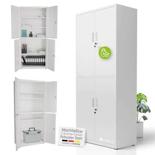 Juskys Aktenschrank aus Metall - Aktenschrank mit Cam-Lock-Schloss, sicherer Schutz für Ihre Unterlagen, ideal für Büros und Home Offices.