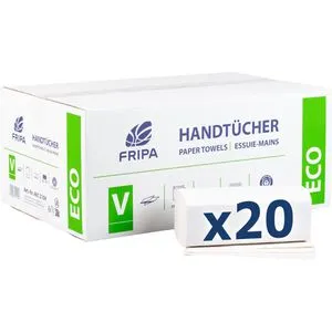 Fripa Papierhandtücher ECO 4012104 - 2-lagig, Zick-Zack-Falz, 3200 Stück - Hygieneartikel, 100% Recycling-Tissue mit ansprechender Blumendekor-Prägung, ideal für mittel- bis hochfrequentierte Bereiche, besonders griffig und saugfähig.