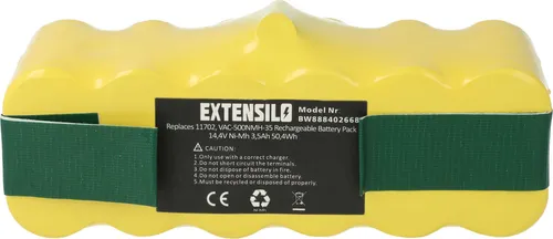 EXTENSILO Akku kompatibel mit Auto Cleaner Intelligent Floor Vac M-488 Saugroboter (3500 mAh, 14,4 V, NiMH)