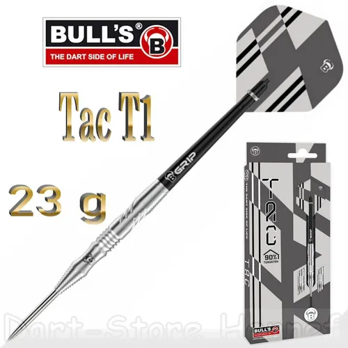 BULL'S Tac T1 Steeldarts 21g - Präzise für Profis - Darts - 21g Steeldarts mit 50,2 mm Barrel Länge und 7,2 mm Durchmesser, ideal für präzises Spiel und hohe Treffsicherheit.