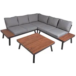 Lounge-Set THERESA, 4tlg. - Gartenmöbel mit modernem Design, langlebigem Stahlgestell und Sitzflächen aus Akazienholz – ideal für stilvolle Outdoorbereiche.