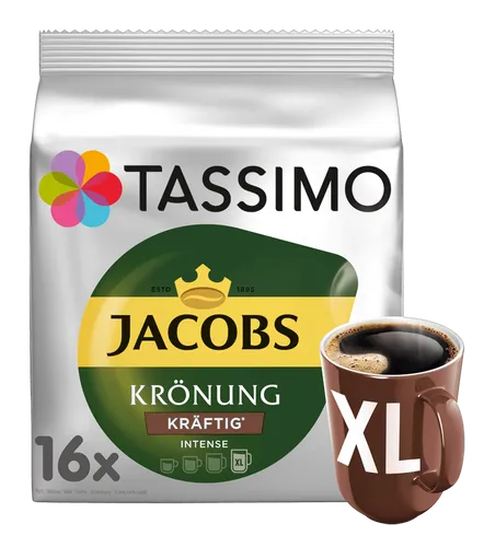 Tassimo Jacobs Krönung Kräftig XL 3613 - Kaffeekapseln & -pads für vollmundigen Genuss. Erlebe das intensive Verwöhnaroma des Jacobs Krönung Kräftig XL, ideal für Liebhaber von kräftigem Kaffee!