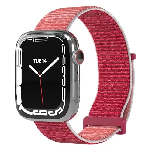 EAZY CASE Armband kompatibel mit Apple Watch 38mm 40mm 41mm 42mm verstellbares Ersatzarmband aus Nylon Sport Loop kompatibel mit Apple Watch Serie 9 8 7 6 5 4 3 2 1 SE für Damen und Herren Pink