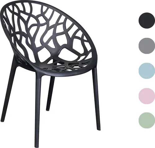 dasmöbelwerk Gartenstuhl Bilby - Stapelbarer Bistrostuhl in Schwarz - Stylischer Gartenstuhl Bilby aus robustem Kunststoff, ideal für den Außenbereich. Stapelbar und platzsparend, perfekt für entspannte Stunden im Garten oder auf der Terrasse.