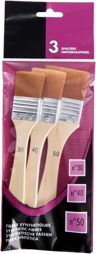 Kunsthaar LASURPINSEL für ACRYLFARBEN - 3tlg. Set - Breite Flach Pinsel - NEU