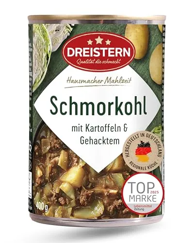 Schmorkohl 400g - DREISTERN - Fertigmahlzeit aus Deutschland, herzhaft und unkompliziert zubereitet, ideal für eine schnelle, traditionelle Mahlzeit.