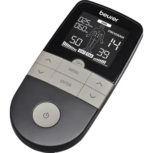 BEURER TENS-EMS-Gerät Digital EM 1 R Relief+ - Reizstromgeräte für Schmerztherapie und Muskelstimulation, mit 64 Programmen und 50 Intensitätsstufen für individuelle Anwendung und Entspannung.