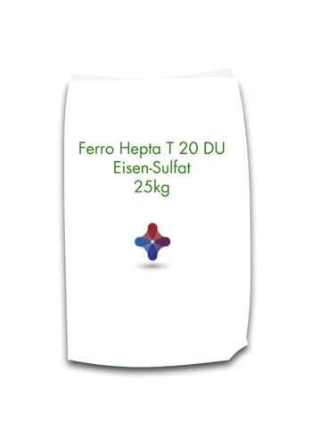 Ferro Hepta T 20 Eisensulfat 25 kg - Eisensulfat zur Verbesserung der Pflanzengesundheit und Moosbekämpfung im Rasen. Ideal für die Korrektur von Eisenmangel und fördert ein gesundes Pflanzenwachstum.