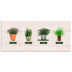 Artland Küchenrückwand Lavendel Salbei Thymian Rosmarin Kräuter, (1-tlg), Alu Spritzschutz mit Klebeband, einfache Montage beige 150 cm x 65 cm