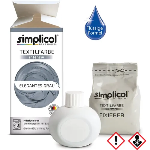 simplicol Textilfarbe intensiv - Elegantes Grau (1817) - DIY Färbemittel für Textilien, ideal zum Neufärben und Auffrischen, einfache Anwendung in der Waschmaschine bei 40 °C, für brillante und gleichmäßige Ergebnisse.