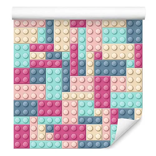 Muralo Tapete 10m Rolle Vlies Tapete Spiel Spaß Spielzeuge Lego Bauklötze Bunt Vliestapete 1000 x 53cm Wand Tapete Wohnzimmer Kinderzimmer Moderne Wanddeko Wand Dekoration