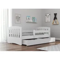 Bjird Kinderbett Jugendbett 80x180 cm mit Rausfallschutz - Betten mit verstellbarem Rausfallschutz für sicheren Schlaf, bis 120kg belastbar, zweiseitige Montageoption für individuelle Anpassung.
