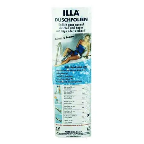 ILLA Dusch Folien Fuss/Knoechel 40cm - 5 ST - Arzneimittel für hygienisches Duschen trotz Verband oder Gips. Wasserdicht, reißfest und einfach in der Anwendung für mehr Lebensqualität.
