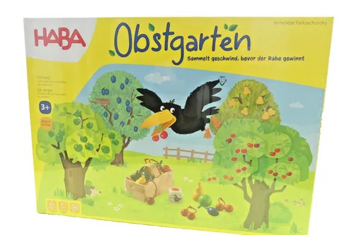 Haba 4170 - Obstgarten Würfelspiel, kooperatives Familienspiel mit 40 bunten Holzfrüchten für Kinder ab 3 Jahren