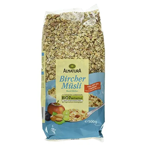 ALNATURA Bio Bircher Müsli 500 g - Müsli aus biologischem Anbau mit Vollkorn- und Fruchtflocken für ein fruchtiges Frühstück, ideal mit Milch oder Joghurt.