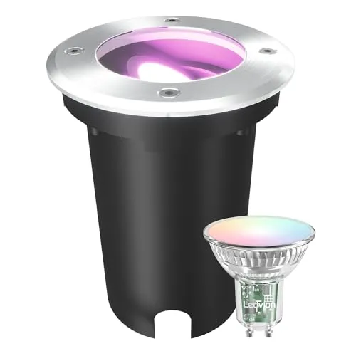 Ledvion - Smart LED Bodeneinbauleuchte, 4,9W, RGB+CCT, IP67, 1m Kabel, kippbar, Außenbeleuchtung