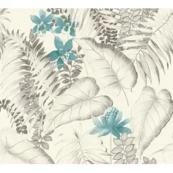 A.S. Création Vliestapete A.S. Création Exotic Life, Florale Tapete, blau, grau