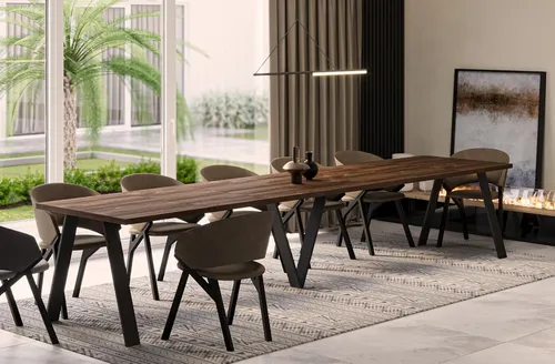 Endo-Moebel Esstisch Lungo XXL - Ausziehbar von 130-405 cm - Esstisch mit Metallgestell, erweiterbar bis zu 4m, perfekt für große Familienessen und gesellige Runden. Stabil und modern in Stirling Eiche.