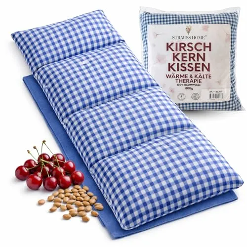 Strauss Home® Kirschkernkissen Gross - Mikrowellen-Wärmekissen für Nacken & Schulter - Wärmekissen zur Behandlung von Schmerzen & Fieber, gefüllt mit natürlichen Kirschsteinen für effektive Wärmebehandlung und komfortable Anwendung.