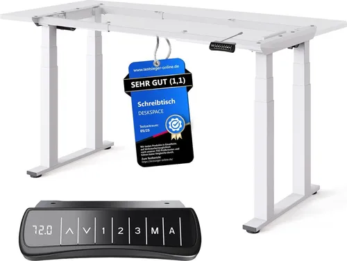 DESKSPACE Tischgestell Titan - Elektrisch höhenverstellbarer Schreibtisch - Ergonomisches 4-Bein-Schreibtischgestell mit Dual-Motor für müheloses Höheneinstellen. Ideal für flexibles Arbeiten und eine gesunde Sitz-Steh-Position. Belastbar bis 200 kg.