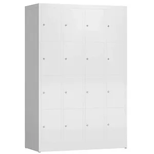 ClassiX Schließfachschrank X-520447 - 16 Fächer, Weiß, Stahl - Robuster Schließfachschrank mit 16 Fächern und Zylinderschloss, ideal für Schulen oder Fitnessstudios. Lieferung montiert, stabile Stahlkonstruktion in signalweiß.