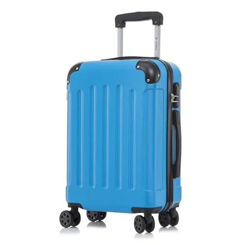 yonsly Koffer Suitcase M Blau – Trolley Reisekoffer mit 4 Rollen - Leichter und robuster Handgepäck-Koffer aus hochwertigem ABS-Material. Mit 360°-Rollen für mühelose Mobilität und einem integrierten Sicherheitsschloss für sorgenfreies Reisen.