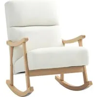 Homcom Schaukelstuhl Weiß, 90x98x65 cm - Stilvoller Sessel für Wohnzimmer mit ergonomischer Rückenlehne und rutschfester Filzleiste für sanftes Schwingen. Ideal für entspannende Momente und maximalen Komfort.