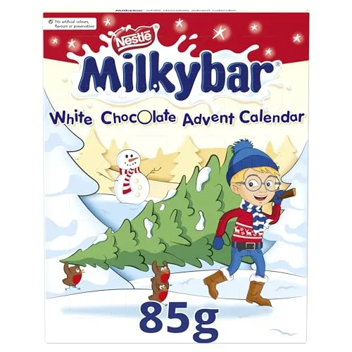 Nestle Milkybar Advent Calendar 85g - Leckere weiße Schokolade im festlichen Adventskalender, ideal für die Vorweihnachtszeit. Perfekt als süße Überraschung für die ganze Familie!