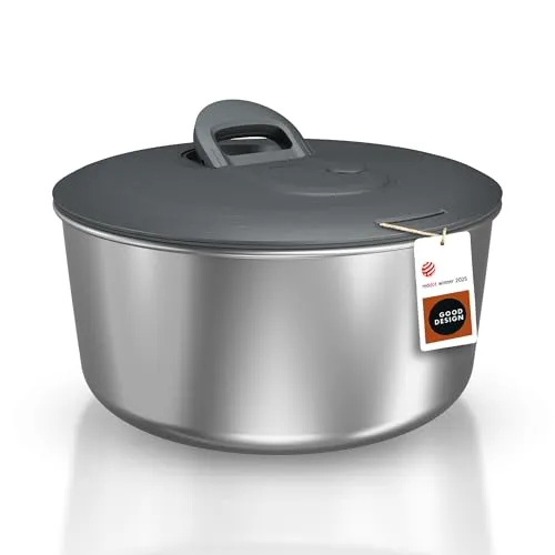 ZYLISS Salatschleuder EASY SPIN L – Edelstahl mit Seilzug-Mechanismus - Sonstige, innovative Seilzug-Mechanik für müheloses Trocknen von Salat und Gemüse, Durchmesser 27 cm