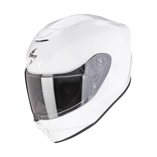 Scorpion EXO-JNR Air Solid Kinder Motorrad Helm L - Weiß - Motorradhelm für Kinder in Größe L mit optimaler Belüftung, kratzfestem Visier und Antibeschlagschutz. Ideal für ATV, Onroad und mehr, inklusive Aufbewahrungstasche.