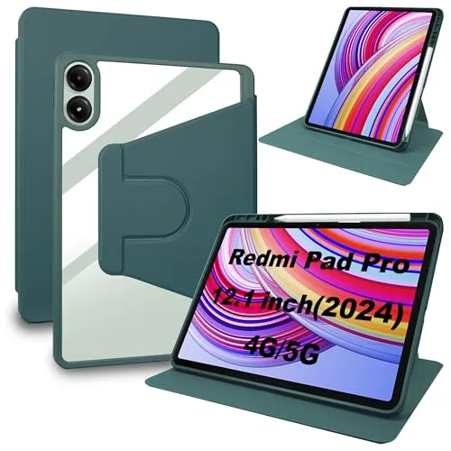 Lemxiee PU Leder Case für Xiaomi Redmi Pad Pro & Poco Pad 12.1" hülle mit Stiftschlitz & Drehständer & Kratzfest