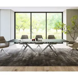 DELIFE Esstisch Edge 300x100 Keramik Laminam®Nero Greco Anthrazit Estelar rund Edelstahl