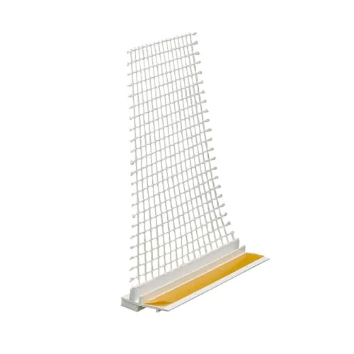 Handelskönig Anputzleiste mit Gewebe 6 mm - PVC Laibungsprofil für Fenster - Putzanschlussleiste aus schlagzähem PVC, ideal für Innen- und Außenanwendungen. Integriertes Schaumstoffdichtungsband sorgt für perfekten Schutz gegen Feuchtigkeit.