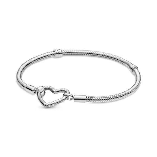 PANDORA Armband Moments "Herzverschluss" silber 599539C00 - 17 cm, handverarbeitetes Sterling-Silber, ideal für individuelle Charms und persönliche Styles
