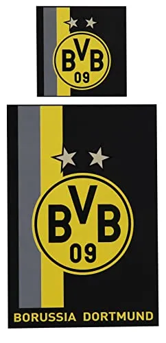 BVB Bettwäsche mit Streifenmuster 135 x 200 cm – Borussia Dortmund 09 - Fußball-Fanartikel für echte Fans. Die BVB-Bettwäsche sorgt für kuschelige Nächte und lässt dich von Titeln in Schwarz/Gelb träumen. 100% Baumwolle für höchsten Schlafkomfort.