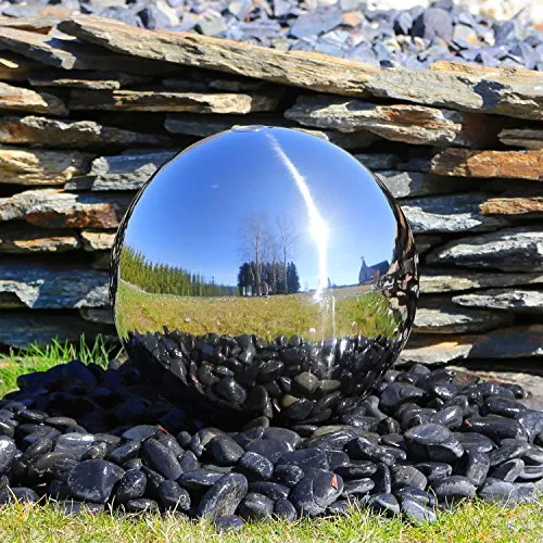 CLGarden Edelstahlkugel 38cm für Gartenbrunnen - Hochwertige Edelstahlkugel für Springbrunnen, rostfrei und aufwendig poliert. Inklusive Edelstahl Adapter für CLGarden LED Ring, ideal für stilvolle Wasserspiele im Außenbereich.