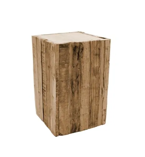 Spetebo Design Holz Hocker eckig - 30x20 cm - Blumenhocker Beistelltisch Holzklotz Hocker Blumenständer