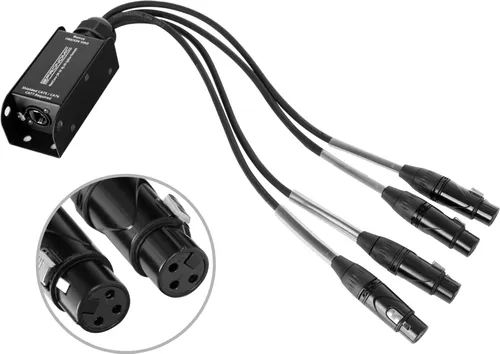 Pronomic NetCore SP-3F Multicore-Spliss female - DI Box für einfache Signalübertragung, mit 4 XLR-Steckern und RJ45 Buchse, ideal für analoge und digitale Anwendungen, vielseitig kombinierbar.