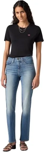 Levi's Damen 314 Shaping Straight Jeans Smudged Line - Jeans mit innovativem Shaping-Einsatz, der den Bauch formt und Kurven betont. Ideal für einen stylischen Look, der die Beine verlängert und den Po hervorhebt.