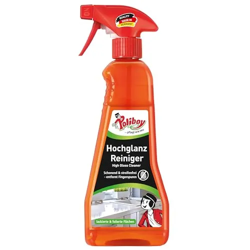Poliboy Hochglanz Möbel Reiniger 375 ml - Spezialputzmittel für Hochglanzflächen, entfernt Fingerspuren schnell und streifenfrei, schont empfindliche Oberflächen und sorgt für eine nachhaltige Reduzierung von Staubablagerungen.
