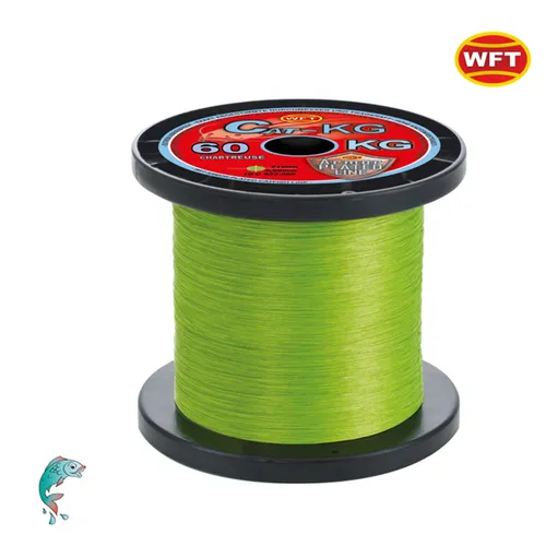 WFT KG Line Cat-KG Chartreuse 300m/0,60mm - Angelschnur für Wallerangeln, 80kg Tragkraft, hohe Abriebfestigkeit und extra glatte Beschichtung für optimale Leistung in hindernisreichen Gewässern.