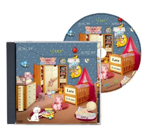 Personalisierte SCHLAFLIED CD gesungen mit dem Namen IHRES Kindes / auch+oder auf USB-Stick / Wunschname (Zur Taufe, Taufgeschenk, Geburtsgeschenk) / Jeder NAME ist möglich ! Spezialanfertigung für Kunde - Inkl. A4 Geburtsbild mit allen Geburtsdaten
