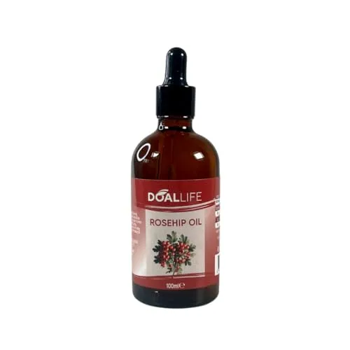 DOALLIFE Hagebuttenöl Kaltgepresst 100ml - 100% Rein, Natürliches Wildrosenöl für Haut, Haare & Nägel - Feuchtigkeitspflege, Anti-Aging & Anti-Falten Gesichtsöl - Vegan