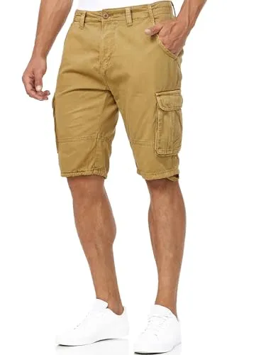 Indicode Herren Blixt Cargo Shorts - 100% Baumwolle, 6 Taschen, Gürtel, Camouflage - Herren-Shorts aus 100% Baumwolle mit 6 praktischen Taschen und abnehmbarem Gürtel. Ideal für Freizeit und Abenteuer im modernen Camouflage-Design.