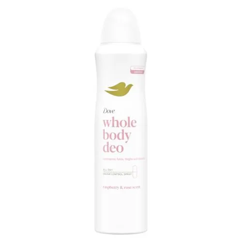 Dove Whole Body Deo 150ml - Ganzkörper-Deodorant - Dove Whole Body Deo: Zartes Deodorant mit Himbeer- und Rosenduft. Bietet bis zu 72 Stunden Schutz vor Gerüchen und ist ideal für empfindliche Haut. Perfekt für die Anwendung auf verschiedenen Körperzonen.