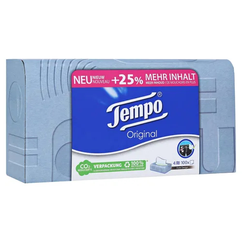 Tempo Original Taschentücher Box 1X100 St - Tempo Original Taschentücher: Sanft und robust für den Alltag. Diese Taschentücher sind besonders reißfest und umweltfreundlich, ideal für jede Situation.