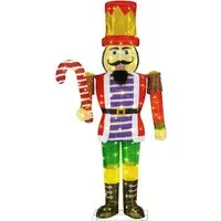 Costway Weihnachts Nussknacker Figur mit 110 LEDs, 170 cm - Faszinierende Weihnachtsdeko: Dieser beleuchtete Nussknacker mit 110 warmweißen LEDs sorgt für festliche Stimmung und ist ideal für drinnen und draußen. Robuste Bauweise für jahreszeitlichen Einsatz.