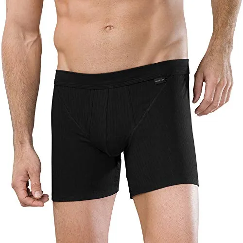 Schiesser Herren 2 Pack Unterhose - Authentic Boxershorts in Schwarz - Retroshorts für Herren, aus elastischer Single-Jersey-Qualität mit komfortablem Bund und stilvollem Nadelzug, ideal für jeden Tag.